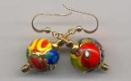 Decorated Round 16mm Venetian Bead Earrings